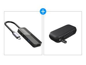USB C Hub & Storage Bag Kit, ORICO 4-in-1 USB C to HDMI Adapter with USB 3.0, USB 2.0,USB-C Power Supply Interface Compatible for MacBook Pro, Chromebook,and USB C Devices(Black)
