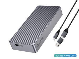 ORICO M.2 NVMe SSD Enclosure Adapter Aluminum 40Gbps USB4 with USB-C/USB-A 2-in-1 Data Cable Supports M-Key or B&M Key, Support Size 2230/2242/2260/2280 SSDs - Gray