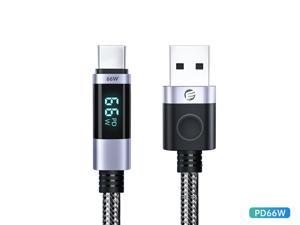 ORICO PD66W USB A to USB C Cable LED Display Fast Charging Charger Wire Cord for Huawei P40 LED Data USB C Phone Cable for Xiaomi Mi 10 Samsung S2 - 6.5 ft.