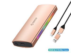 ORICO M.2 RGB NVMe SSD Enclosure Aluminum Alloy USB 3.1 Gen2 Type-C 10Gbps Support UASP for NVMe SSD Size 2230/2242/2260/2280 - Rose Gold