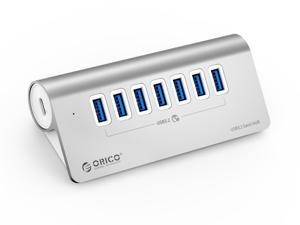 ORICO Aluminum 10Gbps USB 3.2 HUB 4 Port  SuperSpeed Powered PD60W Charger Type C Splitter With Power Adapter for MacBook PC Accessories Silver 7 x USB 3.2 Port & 3.3ft Cable 10Gbps