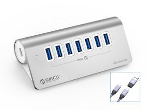 ORICO USB 3.2 Gen 2 Hub, USB C Hub 7 Port with 10Gbps High Speed Data Transfer,Aluminum USB C Splitter wih 1.64Ft Data Cable and a USB C to USB Adapter for MacBook, MacBook Pro,MacBook Air