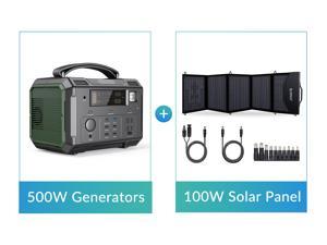 ORICO 500W Portable Solar Power Station with 100W Solar Panel, 505Wh/140400mAh PD100W USB QC3.0 Solar Generators Lithium Battery, 110V/1000W AC Outlet, LCD Display for CPAP Home Camping Emergence