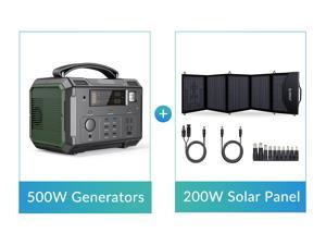 ORICO 500W Portable Solar Power Station with 200W Solar Panel, 505Wh/140400mAh PD100W USB QC3.0 Solar Generators Lithium Battery, 110V/1000W AC Outlet, LCD Display for CPAP Home Camping Emergence