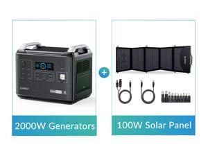 ORICO 2000W Portable Solar Power Station and 100W Solar Panel,  1997Wh PD 100W USB QC3.0 Solar Generators Lithium Battery with 110V/2000W AC Outlet, LCD Display for CPAP Home Camping Emergence