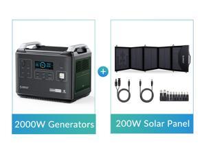 ORICO 2000W Portable Solar Power Station and 200W Solar Panel,  1997Wh PD 100W USB QC3.0 Solar Generators Lithium Battery with 110V/2000W AC Outlet, LCD Display for CPAP Home Camping Emergence