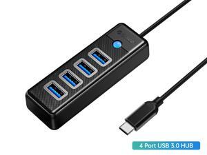 ORICO USB C to 4 Ports USB 3.0 HUB 5Gbps High Speed Multi Type C Splitter Ultra-Slim OTG Adapter 180cm Cable For PC Computer Accessories Macbook Pro Black