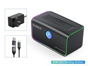 ORICO RGB Light 2-bay Type-C 10Gbps Hard Disk Docking Station for Game Enthusiast with Auto-Sleep Offline Clone Hard Disk Case