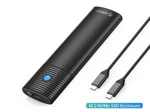 ORICO M.2 NVMe SSD Enclosure Support USB 3.2 Gen 2 Protocols (10Gbps) M.2 Solid State Drive External Adapter Case Tool Free Built-in Metal Heat Sink - Black
