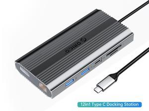 ORICO 12in1 USB C Dock,USB C Type C to HDMI-compatible 4K30Hz, DP 1.4 4K/60Hz, PD100W USB3.0 RJ45 SD Card Reader Docking Station for MacBook Pro Gamer