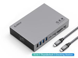 ORICO Thunderbolt 3 USB C Docking Station, 15 in 1 USB CHUB, Triple Display Type C to 8K60Hz DP 40Gbps RJ45 3.5mm PD SD for PC Windows Mac OS