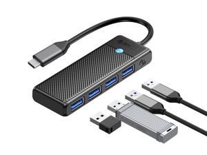 ORICO Type C to 4Port USB 30 Hub UltraSlim Data USB Hub with 098ft Extended Cable for WindowsXP Vista Windows Linux and Mac Desktop or Laptop Black