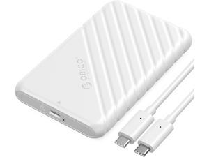 ORICO USB C 2.5-inch External Hard Drive Enclosure SATA 6Gbps HDD SSD Storage HDD Case Support Up to 6TB SSD UASP protocols and TRIM for PC Laptop with USB C to C Cable White
