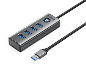 ORICO 4Port USB 30 Hub 5Gbps UltraSlim Data USB Hub with 33ft Extended Cable for LaptopCellphone Grey