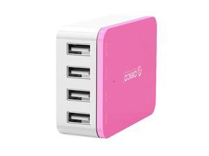 ORICO CSI4U 20W 4Port FamilySized Desktop USB Charger with 2 Prong Power Cord for iPhone 6 6 Plus 5 5C 5S iPad Air Mini Galaxy S4 S5 Note 2 3 HTC One M8 Nexus and More  Pink