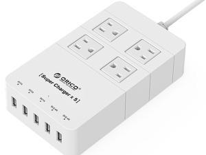 ORICO 4 Outlets Surge Protector with 2 x 5V 2.4A, 3 x 5V 1A USB Super Charging Ports for iPhone, iPad, Samsung Galaxy S6 / S6 Edge, Nexus, HTC M9, Motorola, LG and More (HPC-4A5U) White ORICO 4 Outlets Surge Protector with 2 x 5V 2.4A, 3 x 5V 1A USB Super Charging Ports for iPhone, iPad, Samsung Galaxy S6 / S6 Edge, Nexus, HTC M9, Motorola, LG and More (HPC-4A5U) White