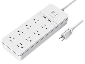 Smart Surge Protector Power Strip with 8 Outlets & 2 Quick Charge USB Ports and 4.9ft Extension Cord Charging Station (White)