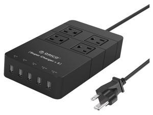 ORICO 4 Outlet Surge Protector with 5 x 5V2.4A USB Super Charging Ports for iPhone, iPad, Samsung Galaxy S6 / S6 Edge, Nexus, HTC M9, Motorola, LG and More(HPC-4A5U) Black