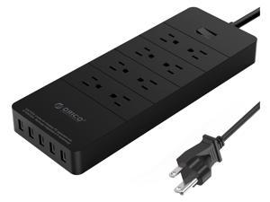 ORICO 8 Outlet Power Strip Built-in 5 Ft. Cord, 5 USB Intelligence Charging Ports for Home & Office  iPhone 7/7Puls/6S/6S P , iPad, Samsung Galaxy S6 /S6 Edge, Nexus and More - Black (HPC-8A5U)