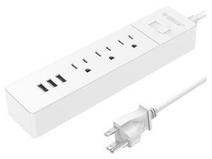 ORICO Portable Surge Protector with 3 Outlets 3 USB Ports Built-in 5ft Power Cord 5V3A 15W (5V2.4A Max ) for Travel,Home, Office, Workbench - White ORICO Portable Surge Protector with 3 Outlets 3 USB Ports Built-in 5ft Power Cord 5V3A 15W (5V2.4A Max ) for Travel,Home, Office, Workbench - White