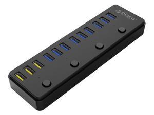 ORICO 60W 12 Port USB Hubs including 3 BC1.2 Charging Ports with 4 Power Switch 12V 5A Power Adapter