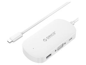 ORICO Type-C USB3.0 Hub with VGA Adapter,USB3.0 Type-C to VGA / USB3.0 Type-A / USB3.1 Type-C Adapter with PD Function for Windows XP, Vista, 7, 8, 8.1, 10, Mac OS and Linux -White