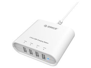 ORICO 31W 4 Ports USB Charger Family-Sized Desktop Charger for iPhone 7 / 6s / Plus, iPad Air 2 / mini 3, Galaxy S7 / S6 / S6 Edge / Edge+, Note 5 & More - White (DCH-4U-US)
