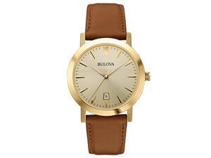 Bulova Dress Champagne Dial Brown Leather Unisex Watch 97B135 Bulova Dress Champagne Dial Brown Leather Unisex Watch 97B135