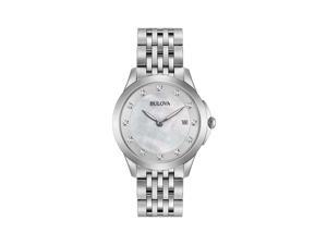 Bulova Diamond 96P174 Silver  Silver Stainless Steel Analog Quartz Womens Watch