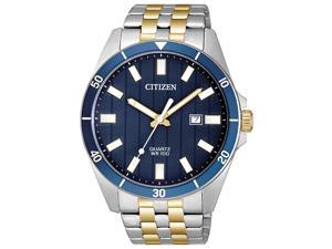 Men's Citizen Two Tone Blue Dial Stainless Steel Watch BI5054-53L