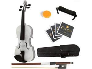 Mendini 4/4 (Full Size) MV-White Solid Wood Metallic White Violin + Hard Case, Shoulder Rest, Bow, Rosin & Strings Mendini 4/4 (Full Size) MV-White Solid Wood Metallic White Violin + Hard Case, Shoulder Rest, Bow, Rosin & Strings