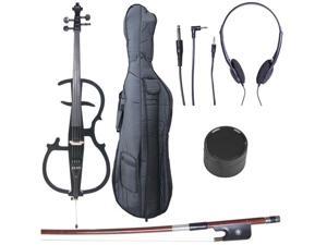 Cecilio CECO-2BK Full Size 4/4 Ebony Electric Silent Metallic Black Cello in Style 2 +Soft Case, Bow & Accessories Cecilio CECO-2BK Full Size 4/4 Ebony Electric Silent Metallic Black Cello in Style 2 +Soft Case, Bow & Accessories