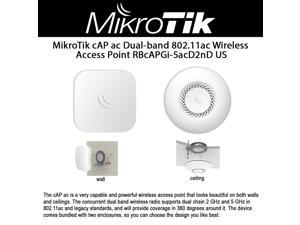 Mikrotik cAP ac RBcAPGi-5acD2nD powerful wireless access point dual chain 2 GHz 802.11b/g/n and 5 GHz in a/n/?? standards 360 degrees coverage