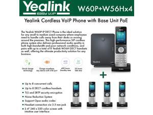 Yealink IP Phone W60P is a bundle of W60B base and W56H handset + (4-UNITS) W56H Handset, which delivers top-tier audio clarity and battery durability, 8 SIP accounts, standby time 400 hours, talk tim Yealink IP Phone W60P is a bundle of W60B base and W56H handset + (4-UNITS) W56H Handset, which delivers top-tier audio clarity and battery durability, 8 SIP accounts, standby time 400 hours, talk tim