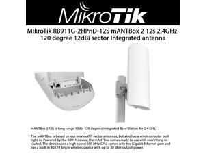 MikroTik RB911G-2HPnD-12S mANTBox 2 12s 12dBi dual polarization sector Integrated antenna 120 degrees Integrated Base Station for 2.4GHz