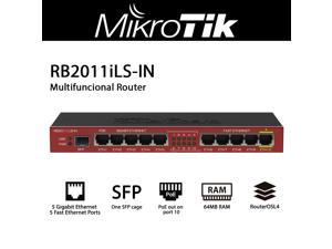 MikroTik - RB2011ILS-IN - RouterBOARD 2011iLS-IN with Atheros 74K MIPS CPU, 64MB RAM, 1x SFP port, 5x LAN, 5x Gigabit