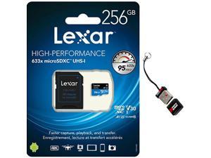 Lexar High Performance 256GB MicroSD XC Memory Card 633x UHS-I Class 10 for Go Pro Camera Hero 7 & 8 with Mini MemoryMarket MicroSD Memory Card reader
