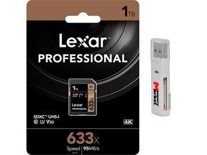 Lexar 1TB SDXC Professional 633x UHS-1 U3 SD XC Memory Card LSD1TCB633 with Dual Slot MemoryMarket MicroSD & SD Memory Card reader