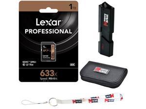 Lexar 1TB SDXC Professional 633x UHS-1 U3 SD XC Memory Card LSD1TCB633 with Dual Slot USB 3.0 MemoryMarket MicroSD & SD Memory Card reader, MemoryMarket Wallet and Lanyard