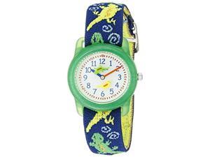Timex Analog Youth Watch - Kidz Analog | Green Case w Blue Elastic Strap