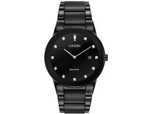 Citizen Eco-Drive Mens Axiom Series Diamond Black Ion Bracelet Watch AU1065-58G