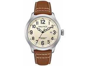 Men's Nautica NCC 01 Brown Leather Strap Watch NAD10005G Men's Nautica NCC 01 Brown Leather Strap Watch NAD10005G