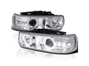 Spec-D Tuning 1999-2002 Chevy Silverado Dual Halo Rim Projector Led Clear Headlights 1999 2000 2001 2002 (Left + Right)