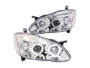 Spec-D Tuning Dual Halo Led Chrome Housing Clear Lens Projector Headlights for 2003-2008 Toyota Corolla Head Light Assembly Left + Right Pair Spec-D Tuning Dual Halo Led Chrome Housing Clear Lens Projector Headlights for 2003-2008 Toyota Corolla Head Light Assembly Left + Right Pair