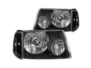Spec-D Tuning Black Crystal Headlights + Corner Lights Turn Signal Lights Left + Right Pair for 2001-2011 Ford Ranger Spec-D Tuning Black Crystal Headlights + Corner Lights Turn Signal Lights Left + Right Pair for 2001-2011 Ford Ranger