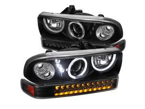 Spec-D Tuning Black Housing Clear Lens LED Halo Projector Headlights + LED Bumper Lights for 1998-2004 Chevy S10 Blazer Head Light Lamp L+R Pair Spec-D Tuning Black Housing Clear Lens LED Halo Projector Headlights + LED Bumper Lights for 1998-2004 Chevy S10 Blazer Head Light Lamp L+R Pair