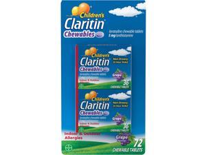 Children's Claritin 24Hr Non-Drowsy Loratadine 5mg Chewable Tablet, Grape (72ct)