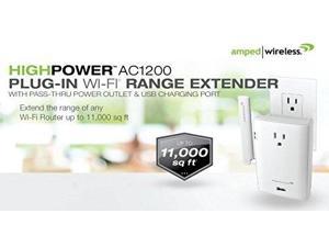 Amped Wireless High Power AC1200 Plug-In Wi-Fi Range Extender REC22PG USB Charge