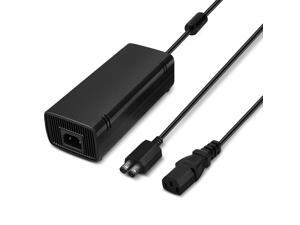 Xbox 360 Slim AC Power Supply Adapter Box Block with Power Cord Cable Charger Charging Replacement Accessory - 12V 135W Power Brick 100-240V Auto Voltage (Black)