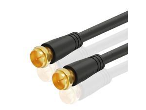 Coaxial Cable (1.5 Feet) with F Connectors F-Type Pin Plug Socket Male Twist-On Adapter Jack with Shielded RG59 RG-59/U Coax Patch Cable Wire Cord Black